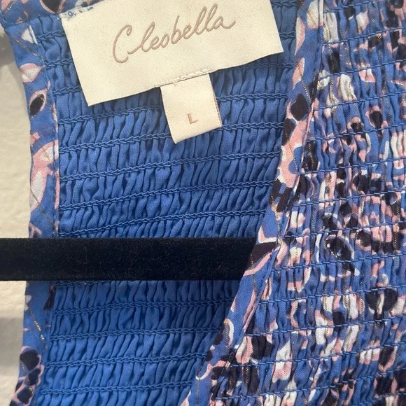 Women’s Cleobella Organic Cotton Blue Midi Dress Flutter Sleeves Size Large - Picture 4 of 5